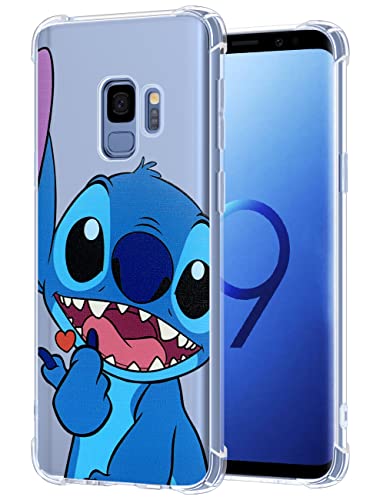 STSNano Für Samsung Galaxy S9 Hülle Niedliches Cartoon-Charakter Design Handyhüllen Mädchen Jungen Kawaii Weiches TPU Stoßfeste Ecken Lustige Einzigartige Cool Cover für Samsung Galaxy S9 (Herzstich) von STSNano