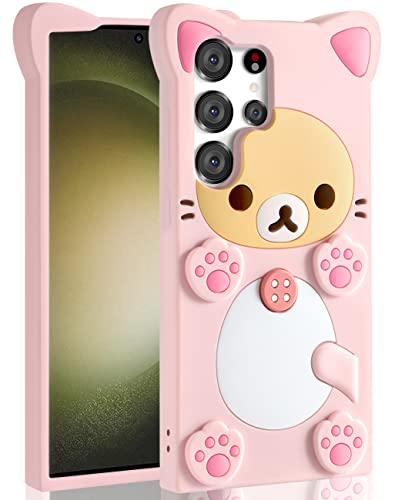 STSNano Kawaii Handyhülle für Samsung Galaxy S22 Ultra 5G 6,8 Zoll 3D Cute Cartoon Bär Handyhülle für Frauen Mädchen Kinder Cool Fun Fashion Bär Weiche TPU Hülle für Samsung Galaxy S22 Ultra Silikon von STSNano