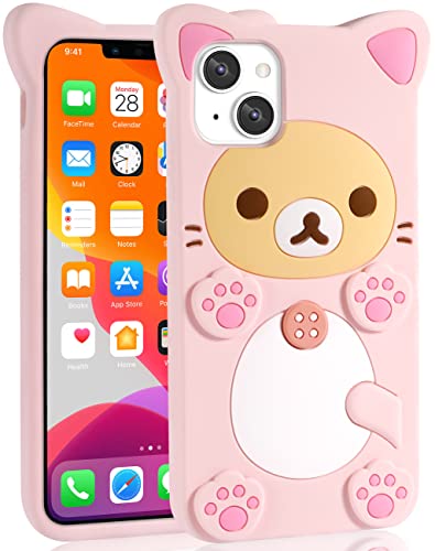 STSNano Kawaii Handyhülle für iPhone 13 6,1 Zoll 3D Cute Cartoon Bear Handyhülle Mode Cool Funny Bear Weiche TPU Schutzhülle für iPhone 13 Silikon Cover für Frauen Mädchen Kinder PK von STSNano