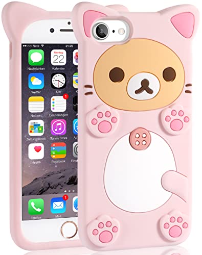 STSNano Kawaii Handyhülle für iPhone 6/6S/7/8/SE 4,7 Zoll 3D Cute Cartoon Bär Handyhülle Mode Cool Funny Bear Weiche TPU Hülle für iPhone 6/6S/7/8/SE Silikon Cover für Frauen Mädchen Kinder PK von STSNano