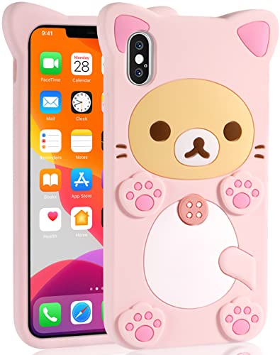 STSNano Kawaii Handyhülle für iPhone X/XS 5,8 Zoll 3D Cute Cartoon Bär Handyhülle Mode Cool Funny Bear Weiche TPU Schutzhülle für iPhone X/XS Silikon Cover für Frauen Mädchen Kinder PK von STSNano