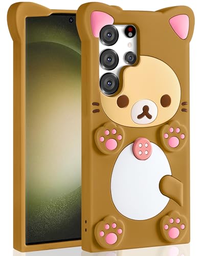 STSNano Kawaii Schutzhülle für Samsung Galaxy S22 Ultra 3D Cute Cartoon Bär Handyhülle Mode Cool Fun Funny Bear Weiche TPU Abdeckungen für Galaxy S22 Ultra 5G 6,8 Zoll Silikon Cover für Frauen Mädchen von STSNano