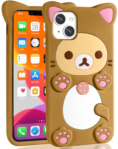 STSNano Kawaii Schutzhülle für iPhone 13, 15,4 cm (6,1 Zoll), 3D, niedlicher Cartoon-Bär, modisch, cool, lustig, Bär, weiche TPU-Hüllen für Apple iPhone 13, Silikonhülle für Damen, Mädchen, Kinder, von STSNano