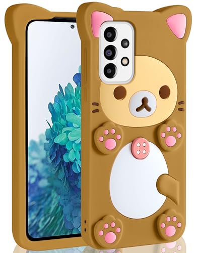 STSNano Kawaii für Galaxy A53 5G Handyhülle 3D Niedlicher Cartoonbär Handyhüllen Mode Cool Fun Funny Bear Weiche TPU Abdeckungen für Samsung Galaxy A53 5G 6,5 Zoll Silikon Cover für Frauen Mädchen von STSNano