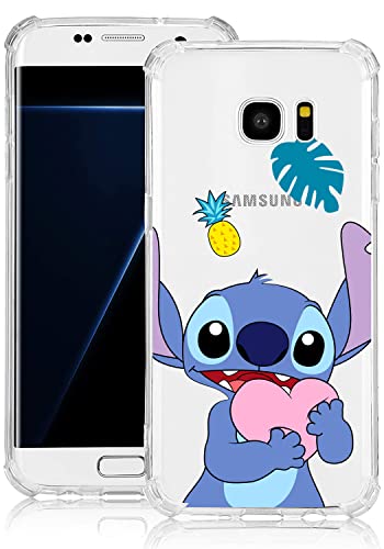 STSNano TPU-Herzstich-Schutzhülle für Samsung Galaxy S7 Edge, klares Cartoon-Design, weich, niedlich, lustig, ultradünn, Kawaii, Kinder, Mädchen, stoßfest, lustige Hüllen für Samsung Galaxy S7 Edge von STSNano