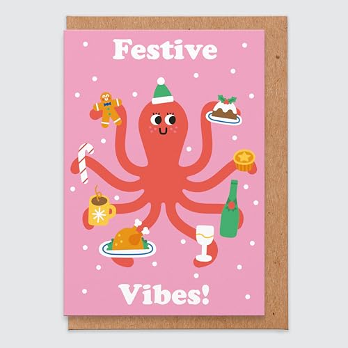 Festive Vibes – niedliche Weihnachtskarte, coole Geburtstagskarte, für sie, für Freundin, für Schwester von STUDIO BOKETTO