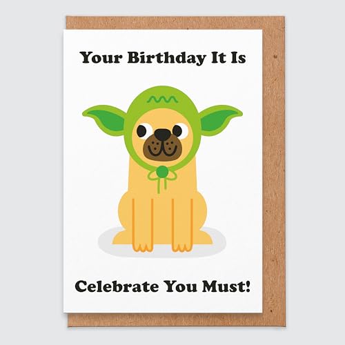 Geburtstagskarte Ehemann - Geeky - Science Fiction - Feiern Sie müssen - Nerdy - Mops Geburtstagskarte - Mops Geschenke - lustig - niedlich - Hundekarte - für ihn - Vater - Freund - Jungen von STUDIO BOKETTO
