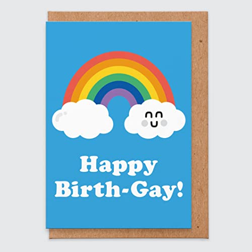 Homosexuell Geburtstagskarte - lustig unhöflich - Gay Pride - lesbische Geburtstagskarte - LGBTQ-Karte - Queer Card - Witz - Erwachsene Geburtstagskarte - für ihn - für Sie - Regenbogen mit Wolken von STUDIO BOKETTO