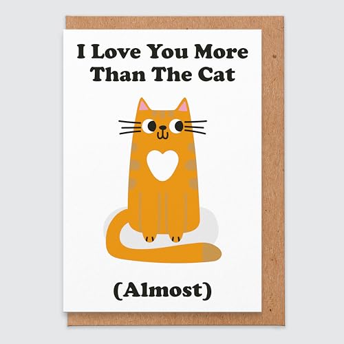 Katze-Valentinsgruß-Karte - ich liebe dich mehr als die Katze - lustige Valentinsgruß-Karte - Katze Geschenk - Valentinsgruß-Geschenke - für sie - vom Freund - für Freundin - von der Katze von STUDIO BOKETTO