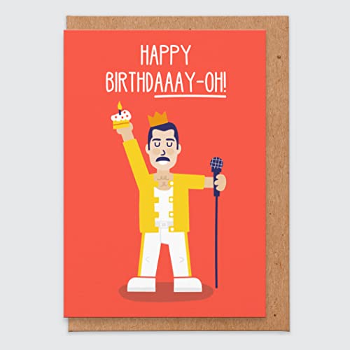 Lustige Geburtstagskarte für Männer – für Ihn – Happy BirthdAY-OH – Freddie Mercury Geburtstagskarte – Königin Geburtstagskarte – lustige Geburtstagskarte für Papa – Freund – Bruder – Ehemann von STUDIO BOKETTO