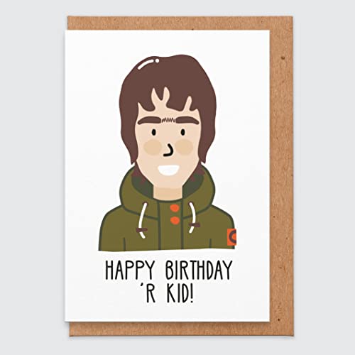 STUDIO BOKETTO - Geburtstagskarte Happy Birthday R Kid Liam Gallagher – Oasis Geburtstagskarte für Musikliebhaber, Freund, Freund, Bruder, Onkel, Ehemann von STUDIO BOKETTO