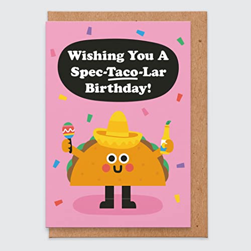 STUDIO BOKETTO Süße Geburtstagskarte Taco, Taco-Geburtstagskarte, Karte für Lebensmittelliebhaber, Geburtstagskarte lustig, für sie, Freundin, Geburtstagskarte Ehefrau, Freund von STUDIO BOKETTO