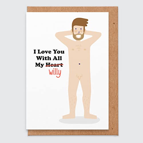 STUDIO BOKETTO Unhöfliche Valentinsgrußkarte für Freundin - ich liebe dich mit meinem ganzen Willy - vom Ehemann - für Frau - ich liebe dich Karte von STUDIO BOKETTO