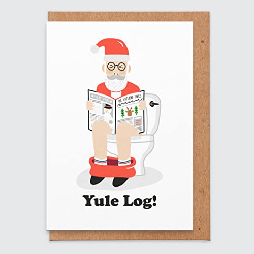 STUDIO BOKETTO Unhöfliche Weihnachtskarte – Yule Log – Poop – für Papa – nackt – lustige Weihnachtskarte – Humor – Witzkarte – für ihn – Freund – Freundin – Ehemann – Weihnachtskarten von STUDIO BOKETTO