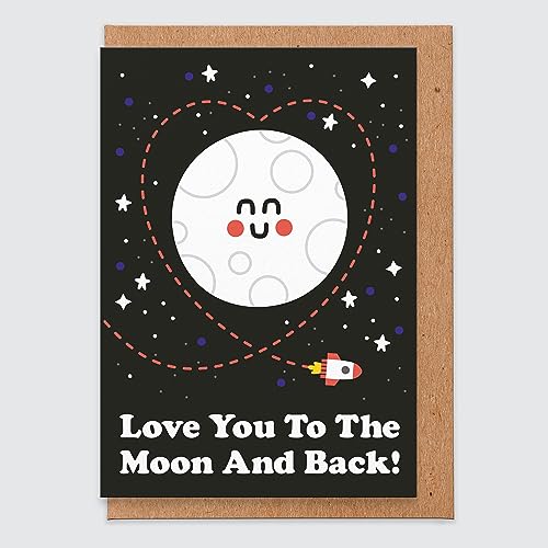 Valentinstag für Freundin - ich liebe dich zum Mond und zurück - niedliche Valentinsgrußkarte - lustige Valentinsgrußkarte - Freund - Ehemann - Frau - einzigartig - für sie - lieben Sie Sie Karte von STUDIO BOKETTO