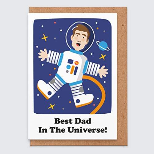Vatertagskarte – Bester Vater im Universum – lustige Vatertagskarte – vom Sohn – niedliche Vatertagskarte – Vatertagsgeschenk – von Tochter – Papa – Ehemann von STUDIO BOKETTO