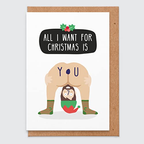 Weihnachtskarte - lustige Weihnachtskarte - unhöfliche Weihnachtskarte - nackt - Witz - frech - frech Weihnachtskarte - alles, was ich für Weihnachten will, bist du LOL - Freund - Freundin von STUDIO BOKETTO