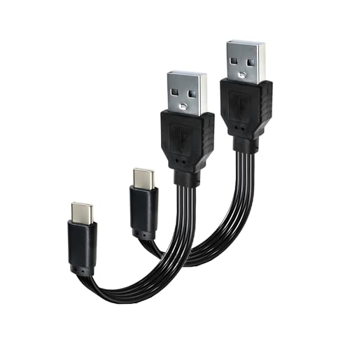 STUPDOLERI Kurzes USB-Typ-C-Kabel, flach, flexibel, USB-C-auf-USB-A-Kabel, USB-Typ-C-Lade- und Datensynchronisationskabel für USB-C-Geräte wie Handys, Powerbanks, Schwarz (10 cm) von STUPDOLERI