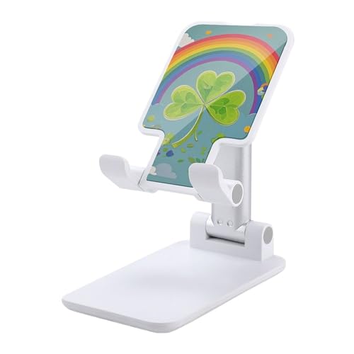 STVNKML Rainbow Circle Kleeblatt Klappbarer Handy-Ständer Verstellbare Handyhalterung für den Schreibtisch, tragbare Handyhalterung, universeller Handyständer, kompatibel mit allen Handys, Weiß von STVNKML