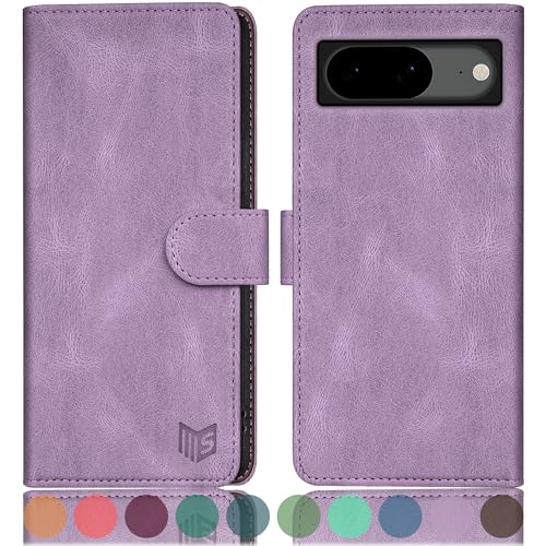 SUANPOT [RFID Schutz für Google Pixel 8 5G Hülle PU Leder Handyhülle Lederhülle Klapphülle Kartenfach Flip Cover für Pixel 8 Handy hülle Leather Wallet Phone Case (Flieder Lila) von SUANPOT