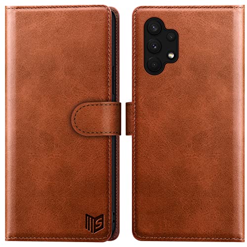 SUANPOT [RFID Schutz für Samsung Galaxy A13 5G Hülle PU Leder Handyhülle Lederhülle Klapphülle Kartenfach Flip Cover für Samsung A13 Handy hülle Leather Wallet Phone Case Hellbraun von SUANPOT