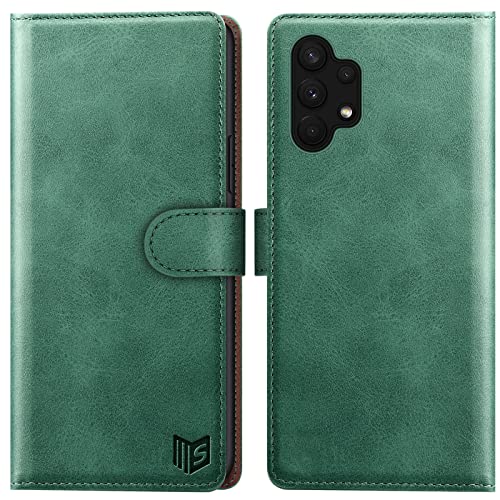 SUANPOT [RFID Schutz für Samsung Galaxy A13 5G Hülle PU Leder Handyhülle Lederhülle Klapphülle Kartenfach Flip Cover für Samsung A13 Handy hülle Leather Wallet Phone Case Hellgrün von SUANPOT