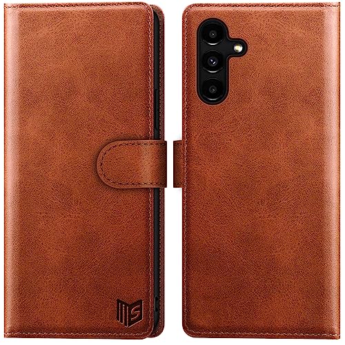 SUANPOT [RFID Schutz für Samsung Galaxy A14 5G Hülle PU Leder Handyhülle Lederhülle Klapphülle Kartenfach Flip Cover für Samsung A14 Handy hülle Leather Wallet Phone Case Hellbraun von SUANPOT