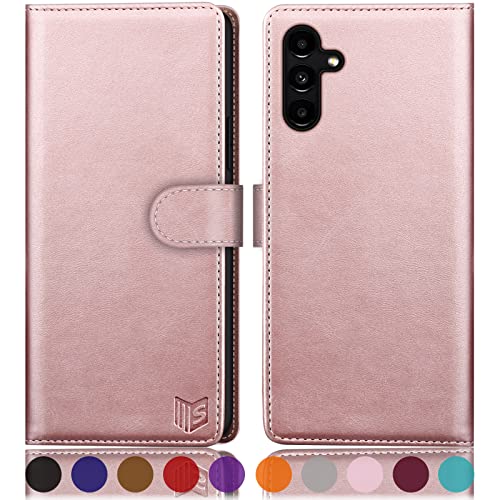 SUANPOT [RFID Schutz für Samsung Galaxy A14 5G Hülle PU Leder Handyhülle Lederhülle Klapphülle Kartenfach Flip Cover für Samsung A14 Handy hülle Leather Wallet Phone Case Roségold von SUANPOT