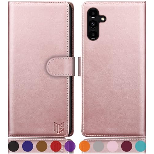 SUANPOT [RFID Schutz für Samsung Galaxy A15 5G Hülle PU Leder Handyhülle Lederhülle Klapphülle Kartenfach Flip Cover für Samsung A15 Handy hülle Leather Wallet Phone Case Roségold von SUANPOT