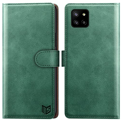 SUANPOT [RFID Schutz für Samsung Galaxy A22 5G Hülle PU Leder Handyhülle Lederhülle Klapphülle Kartenfach Flip Cover für Samsung A22 5G Handy hülle Leather Wallet Phone Case hellgrün von SUANPOT