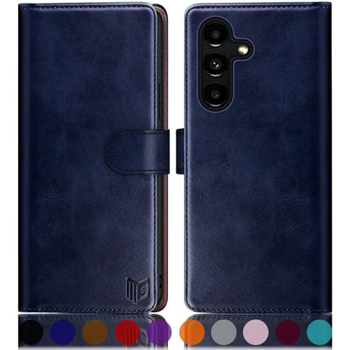 SUANPOT [RFID Schutz für Samsung Galaxy A25 5G Hülle PU Leder Handyhülle Lederhülle Klapphülle Kartenfach Flip Cover für Samsung A25 Handy hülle Leather Wallet Phone Case Blau von SUANPOT