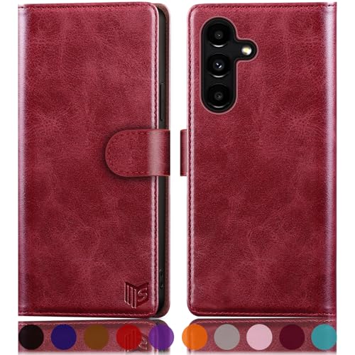 SUANPOT [RFID Schutz für Samsung Galaxy A25 5G Hülle PU Leder Handyhülle Lederhülle Klapphülle Kartenfach Flip Cover für Samsung A25 Handy hülle Leather Wallet Phone Case Rot von SUANPOT