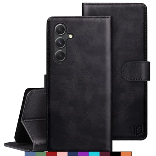 SUANPOT [RFID Schutz für Samsung Galaxy A35 Hülle PU Leder Handyhülle Lederhülle Klapphülle Kartenfach Flip Cover für Samsung A35 Handy hülle Leather Wallet Phone Case Schwarz von SUANPOT