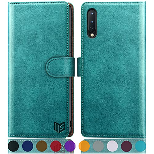 SUANPOT [RFID Schutz für Samsung Galaxy A50 hülle PU Leder handyhülle Lederhülle klapphülle Kartenfach Flip Phone Case Cover für Samsung Galaxy A50 handyhülle Blau Grün von SUANPOT