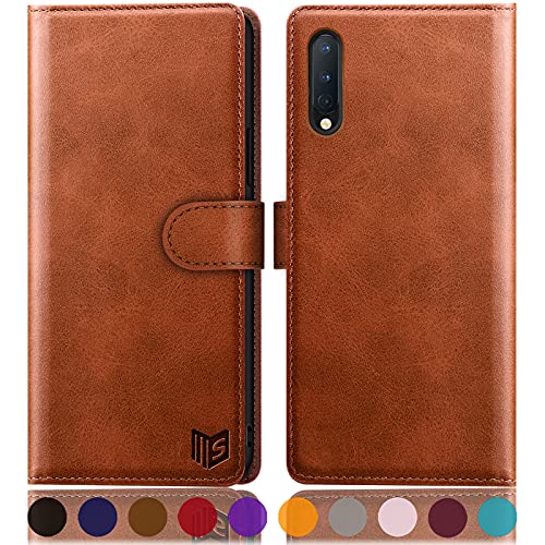 SUANPOT [RFID Schutz für Samsung Galaxy A50 hülle PU Leder handyhülle Lederhülle klapphülle Kartenfach Flip Phone Case Cover für Samsung Galaxy A50 handyhülle Hellbraun von SUANPOT