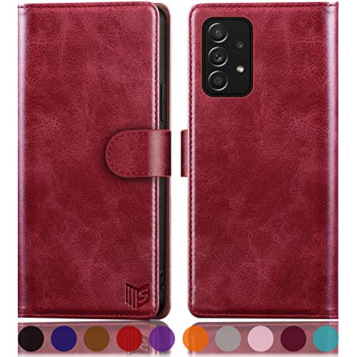 SUANPOT [RFID Schutz für Samsung Galaxy A53 5G Hülle PU Leder Handyhülle Lederhülle Klapphülle Kartenfach Flip Cover für Samsung A53 5G Handy hülle Leather Wallet Phone Case Rot von SUANPOT