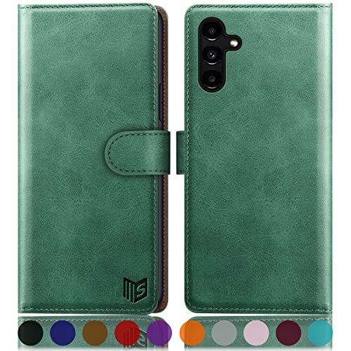 SUANPOT [RFID Schutz für Samsung Galaxy A54 5G Hülle PU Leder Handyhülle Lederhülle Klapphülle Kartenfach Flip Cover für Samsung A54 Handy hülle Leather Wallet Phone Case Hellgrün von SUANPOT