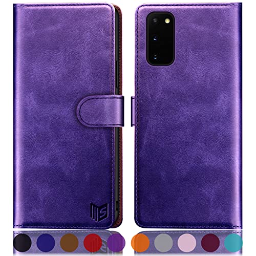 SUANPOT [RFID Schutz für Samsung Galaxy S20 Hülle PU Leder Handyhülle Lederhülle Klapphülle Kartenfach Flip Cover für Samsung S20 Handy hülle Leather Wallet Phone Case Violett von SUANPOT