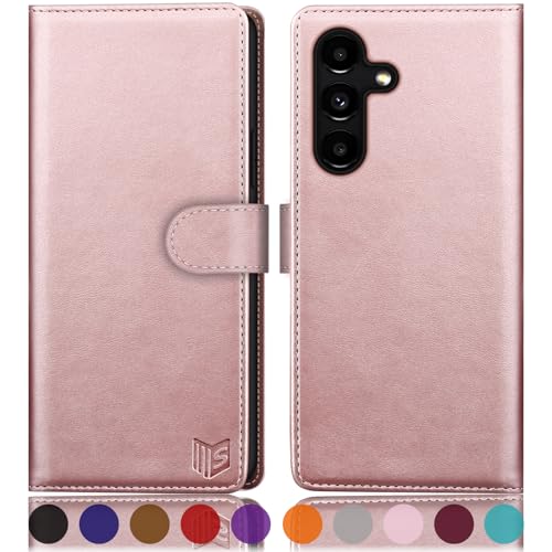 SUANPOT [RFID Schutz für Samsung Galaxy S24+/S24 Plus Hülle PU Leder Handyhülle Lederhülle Klapphülle Kartenfach Flip Cover für Samsung S24 Plus Handy hülle Leather Wallet Phone Case Roségold von SUANPOT