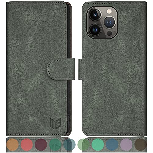 SUANPOT [RFID Schutz für iPhone 14 Pro Max 6.7" Hülle PU Leder Handyhülle Lederhülle Klapphülle Kartenfach Flip Cover für Apple 14 Pro Max Handy hülle Leather Wallet Phone Case Dunkelgrau von SUANPOT