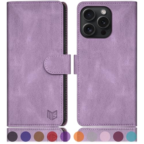 SUANPOT [RFID Schutz für iPhone 16 Pro 6.3" Hülle PU Leder Handyhülle Lederhülle Klapphülle Kartenfach Flip Cover für Apple 16 Pro Handy hülle Leather Wallet Phone Case Flieder Lila SUANPOT [RFID Schutz für iPhone 16 Pro 6.3" Hülle PU Leder Handyhülle Lederhülle Klapphülle Kartenfach Flip Cover für Apple 16 Pro Handy hülle Leather Wallet Phone Case Flieder Lila von SUANPOT