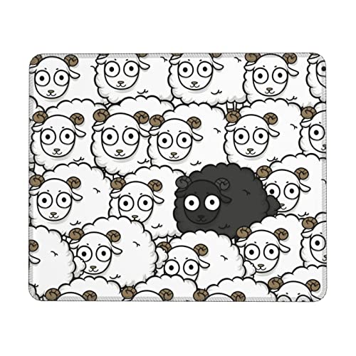 Cartoon Schwarz Weiß Schaf Multi-Size Gummi Lock Mauspad (horizontaler Typ) Anti-Rutsch Büro und Home Computer Zubehör von SUAQUE