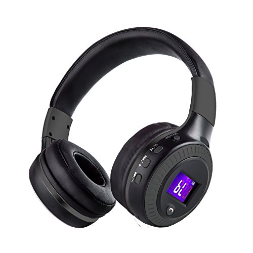SUAVER Bluetooth Kopfhörer, LED-Anzeigeschirm Faltbarer HiFi Stereo drahtloser Kopfhörer, Over Ear Headset Bluetooth 4.0 Kopfhörer mit Mic, stützen FM Radio TF Karte frei für PC/Handys (Schwarz) von SUAVER