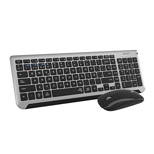 SUBBLIM Dual Prestige Extended Wireless Dual Bluetooth Combo Tastatur mit USB-Empfänger (Grau) von SUBBLIM