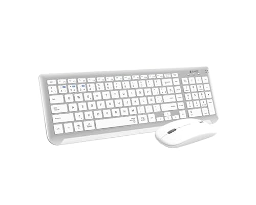 SUBBLIM Dual Prestige Extended Wireless Dual Bluetooth Combo Tastatur mit USB-Empfänger (Silber) von SUBBLIM