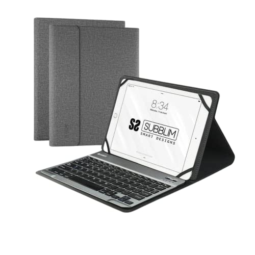 SUBBLIM FUNDA Con TECLADO KEYTAB PRO Bluetooth Grey para Tablet DE 10.1'/25.65CM BATERÍA 420MAH -Compatible Windows/Android/IOS/ von SUBBLIM