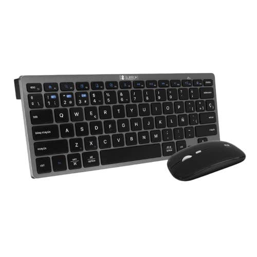 SUBBLIM Tastatur mit Bluetooth-Maus + 2,4 G Combo für mehrere Geräte, kompakt, grau, schwarz, Kombi, Design Ergo und leise, Funktionssteuerung SUBBLIM Tastatur mit Bluetooth-Maus + 2,4 G Combo für mehrere Geräte, kompakt, grau, schwarz, Kombi, Design Ergo und leise, Funktionssteuerung von SUBBLIM