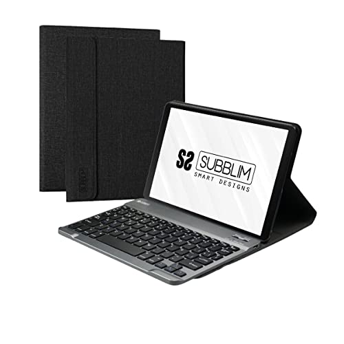 SUBBLIM Tablet-Schutzhülle für Lenovo Tab M10 FHD Plus 10,3 Zoll TB-X606, mit Bluetooth-Tastatur, spanische Tastatur, Magnetverschluss, Ladeanschluss, DREI Blickwinkel, Schwarz von SUBBLIM