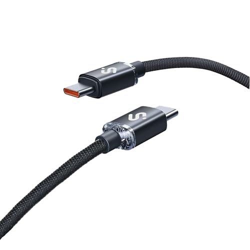 SUBBLIM USB-C auf USB-C-Kabel, 60 W, 2 m, geflochtenes Nylon, schwarz, PD-Schnellladung, Übertragung 480 Mbit/s von SUBBLIM