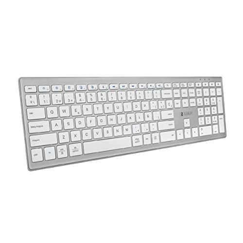 SUBBLIM Wireless Bluetooth Extended Keyboard Compatible with Android Devices iOS Mac OS and Windows (Silver) von SUBBLIM